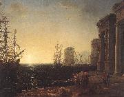 Claude Lorrain Harbour Scene at Sunset fg oil painting artist